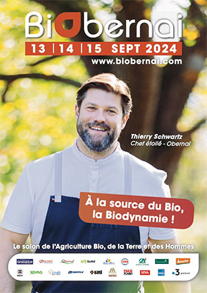 Affiche du salon BioBernai 2024. Sazlon bio à Obernai en Alsace en septembre 2024