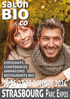 Affiche du salon Bio & Co du 25 au 28 octobre 2024 au parc des expositions de Strasbourg